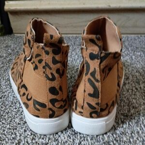 Leopard Print Kids High-Top Sneakers